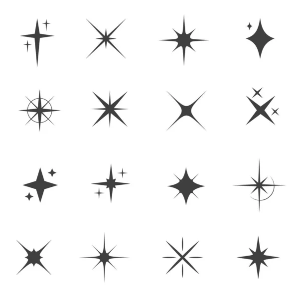 Sparkle Starburst Twinkle Stars Vector Icons Stars Bright Shine Glitter — Stock Vector