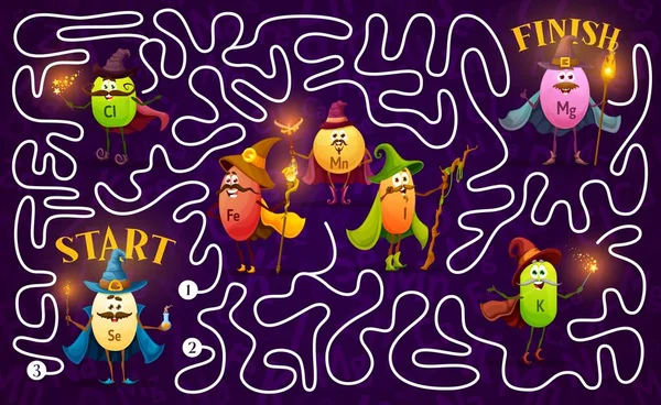 Labyrinthe Labyrinthe Jeu Labyrinthe Aider Les Micronutriments Magicien Mage Personnages — Image vectorielle