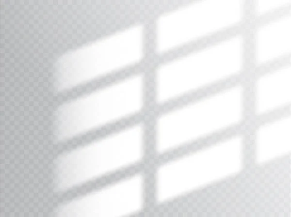 窗户阴影灯罩在背景上 现实矢量盲效应对墙 天花板或地板的影响 在透明的背景下对网格阴影进行影子模拟的人 玻璃框自然光 — 图库矢量图片