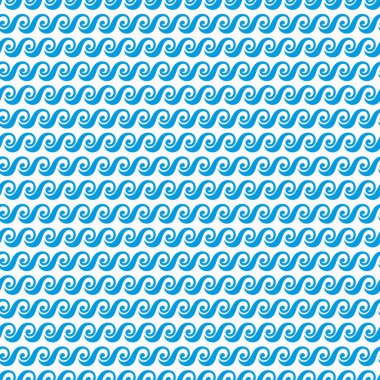 Deniz ve okyanus mavi dalgalar pürüzsüz desen. Temiz su dalgası ambalaj kağıdı arka planı, mavi okyanus veya nehir akışı kumaşı, tekstil yaz baskısı veya vektör duvar kağıdı