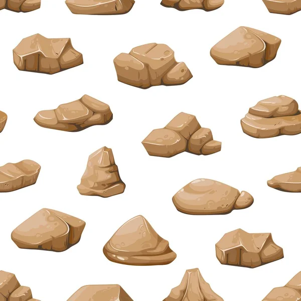 Modèle Sans Couture Pierres Roche Brun Dessin Animé Des Rochers — Image vectorielle