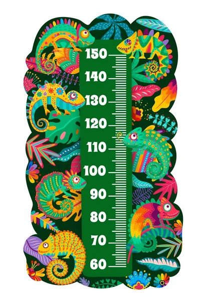 Mexicaanse Kameleon Hagedissen Kinderhoogte Kaart Kind Groei Meter Schaal Met — Stockvector