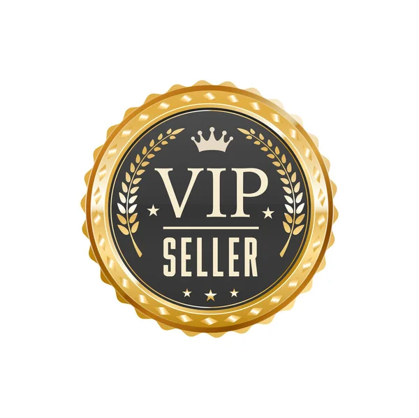 Vendedor Vip Insignia Oro Lujo Etiqueta Venta Exclusiva Certificado Garantía — Vector de stock