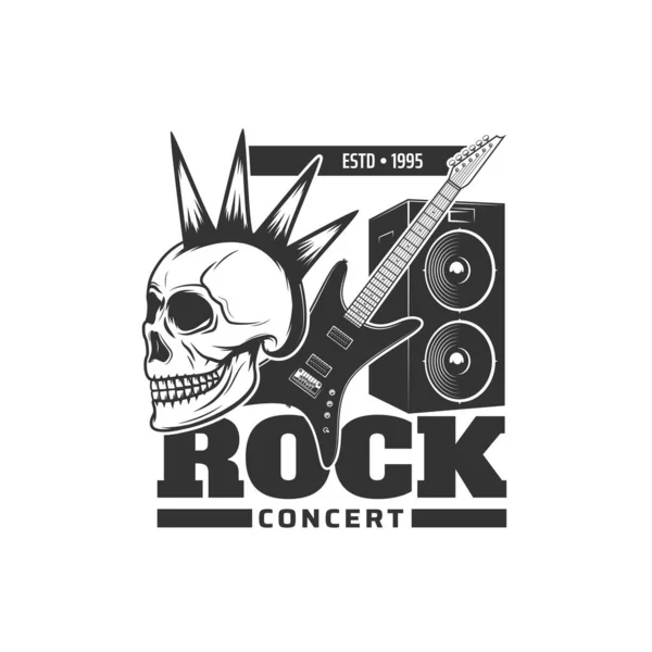 Rock Music Poster Skull Electric Guitar Wings Vector Grunge Red
