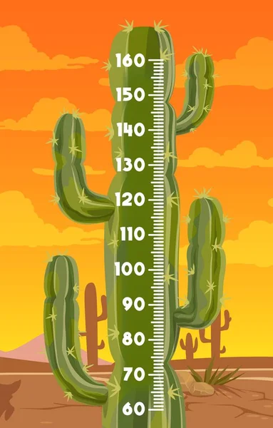 Cactus Mexicaanse Woestijn Kinderen Hoogte Grafiek Meet Meter Liniaal Vector — Stockvector