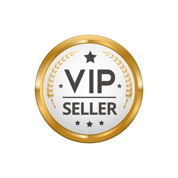 Vip Seller Golden Silver Badge Label Exclusive Sale Glossy Metal — Stock Vector