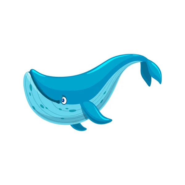 Cartoon Funny Blue Whale Character Cute Ocean Sea Animal Vector — Stock Vector