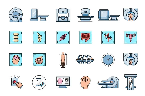 Mri 아이콘을 스캔합니다 Mri 스캐너 기호의 관리자기 장기의 아이콘 검사중인 — 스톡 벡터