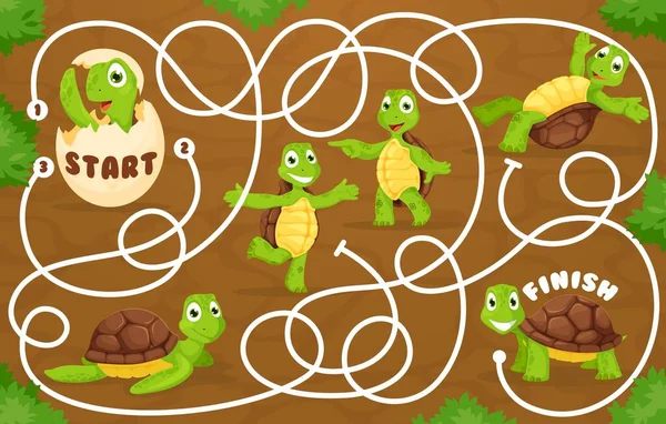 Labyrinth Labyrinth Spiel Helfen Cartoon Schildkröte Die Fröhlichen Freunde Finden — Stockvektor