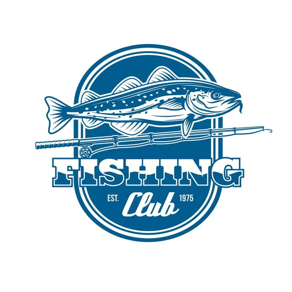 Rybářský Klub Vektorové Ikony Ryb Rybářského Prutu Rybář Sportovní Spřádací — Stockový vektor