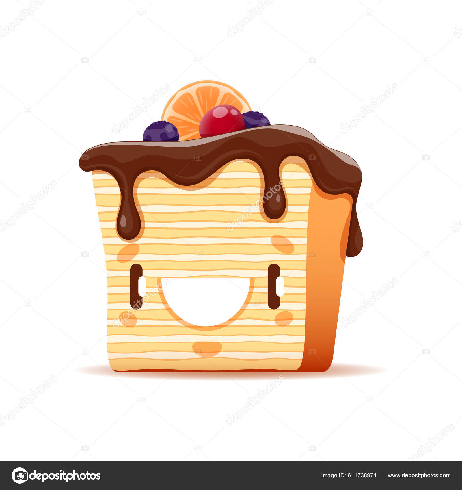 Bolinho De Comida Fofa Com Fruta Doce Sobremesa Kawaii Desenho