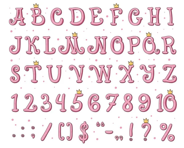 Alphabet Police Princesse Texte Rose Lettres Fille Typographie Vectorielle Type — Image vectorielle