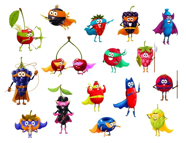 Jardim Berry Super Herói Personagens Defensores Desenho Animado Vetor Comida — Vetor de Stock