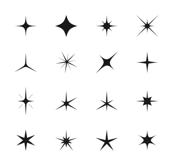 Sparkles Starburst Twinkles Stars Bursts Spark Flash Shines Vector Icons — Stock Vector