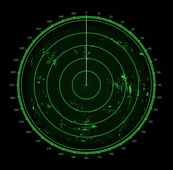 Radar Navire Écran Sonar Cible Militaire Cercle Balayage Objectif Technologie — Image vectorielle