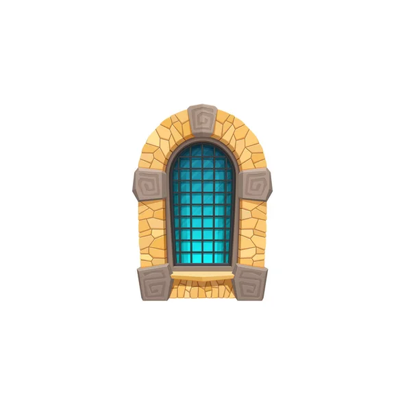 Mittelalterliche Burg Gefängnis Cartoon Fenster Arabischer Palast Moschee Oder Gefängnis — Stockvektor