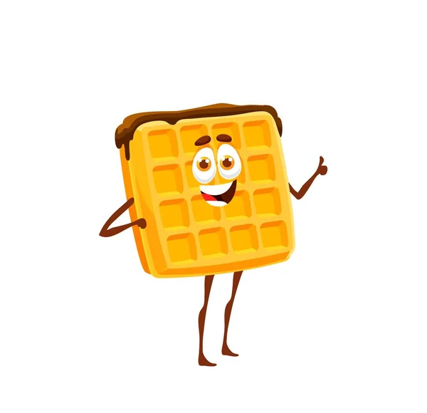 Dessin Animé Personnage Belge Gaufre Chocolat Plaque Vectorielle Avec Remplissage — Image vectorielle