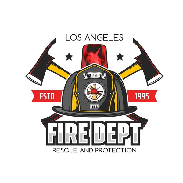 Firefighting Icon Fire Department Symbol Vector Helmet Firefighter Fireman Crossed — Stock Vector