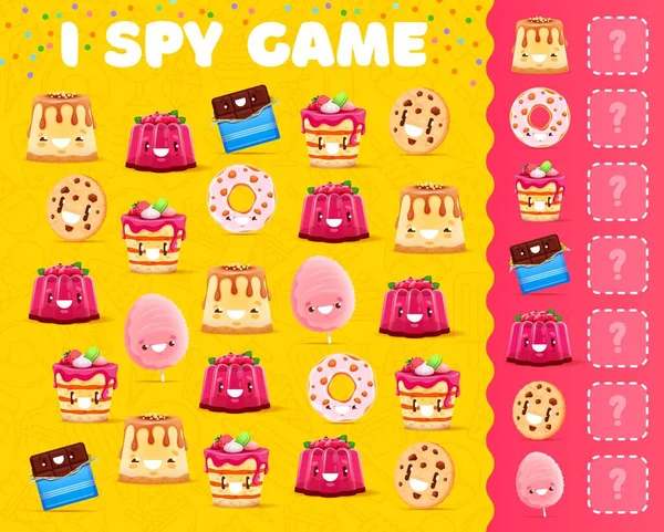 Espionne Jeu Bonbons Bande Dessinée Personnages Dessert Puzzle Pour Enfants — Image vectorielle