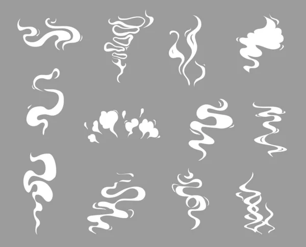 Efeitos Fumaça Desenhos Animados Sabor Alimentos Café Chá Vapor Aroma —  Vetores de Stock