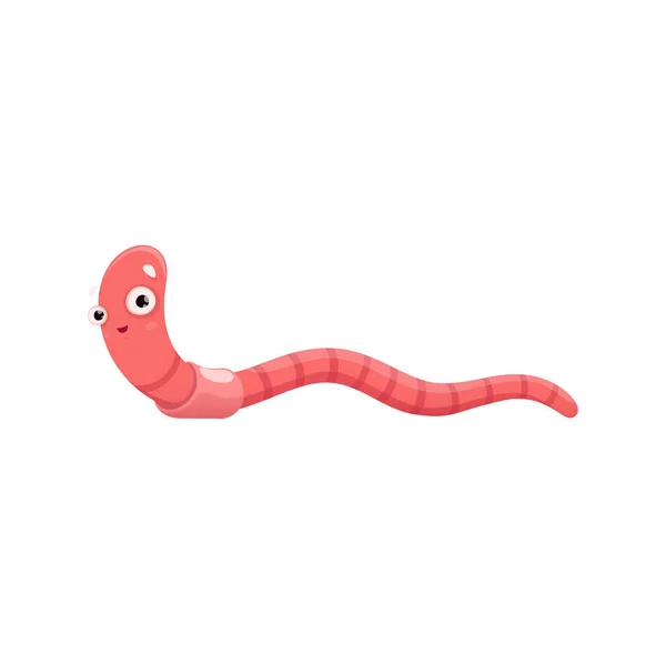Divertido Personaje Dibujos Animados Gusano Isolated Vector Garden Earthworm Personage — Vector de stock