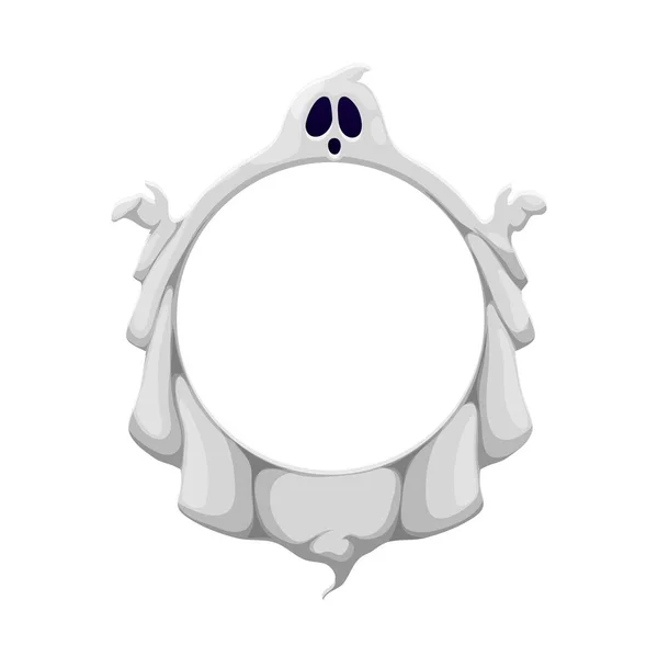 Halloween Cartoon Ghost Frame Creepy Spirit Dead Isolated Flying Scary — Stock Vector