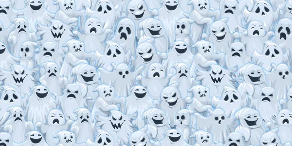 Halloween Fantasma Personaggi Modello Sfondo Scenario Delle Vacanze Autunnali Motivo — Vettoriale Stock