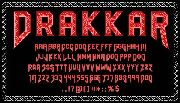 Шрифт Вікінга Шрифт Алфавіт Типу Середньовічний Алфавіт Повний Набору Пунктуацією — стоковий вектор