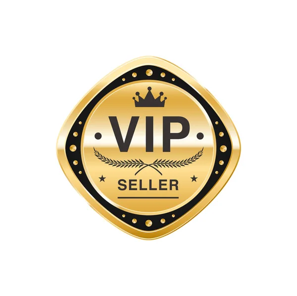 Vip Seller Golden Badge Label Exclusive Sale Metal Tag Emblem — Stock Vector