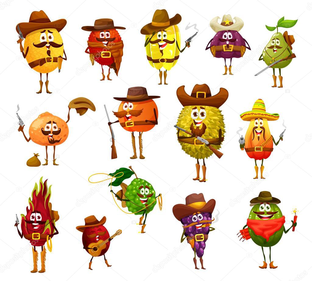 Vettoriale stockCartoon Cowboy Rapinatore Sceriffo Ranger Banditi  Personaggi Della Frutta Melone di ©VectorTradition #614506240, image size:1024x921