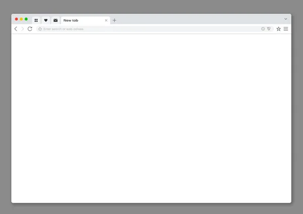 Internet Web Browser Παράθυρο Mockup Interface Κενή Διανυσματική Οθόνη Γραμμή — Διανυσματικό Αρχείο