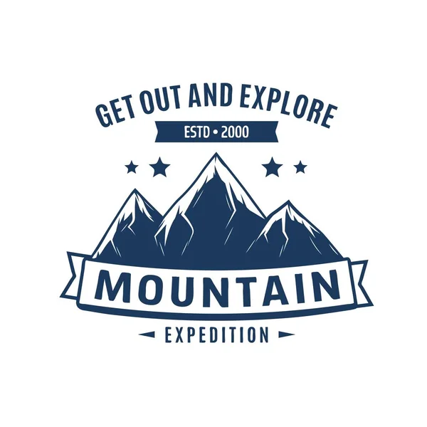 Icono Expedición Montaña Turismo Escalada Senderismo Emblema Vectorial Club Aventura — Archivo Imágenes Vectoriales