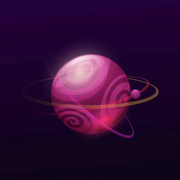 Violet Space Planet Mit Kreisen Und Ringen Galaxie Fantastischer Planet — Stockvektor