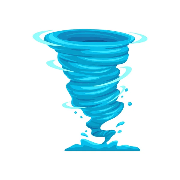 Cartoon Tornado Storm Cycloon Vector Geïsoleerde Draaikolk Blauwe Tyfoon Trechter — Stockvector