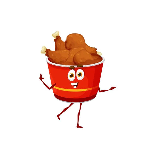 Cartoon Fried Chicken Legs Box Character Vector Chicken Drumsticks Fast — Stock Vector