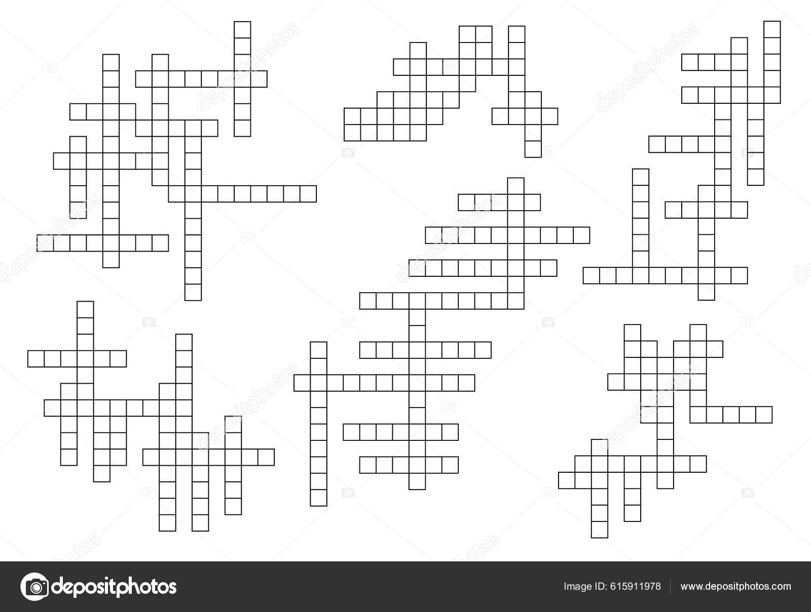 Modelos de grade de jogos de palavras cruzadas layouts de questionário de  palavras