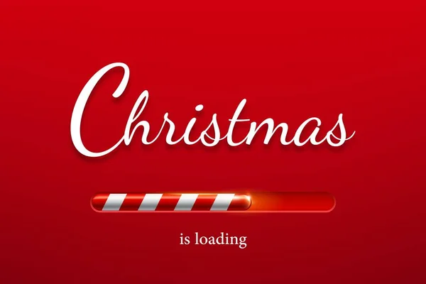クリスマスのロードバー クリスマスは現実的なベクトルの背景かカバー 冬の休日の販売の旗か背景を祝う クリスマス前夜待って カウントダウン赤い壁紙とともにキャンディー杖ストライプ読み込みバー — ストックベクタ