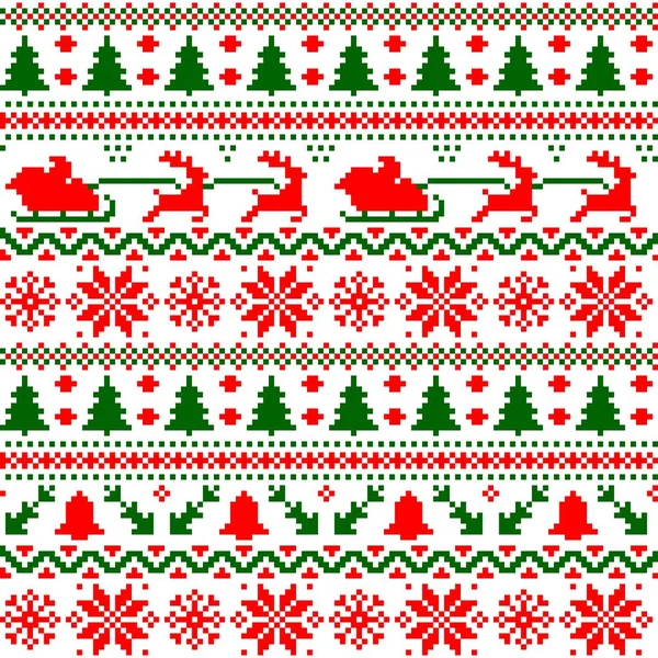 Christmas Sweater Seamless Pattern Vector Background Knitted Texture Ugly Jumper — Stock Vector
