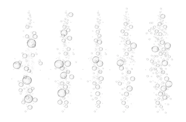 水の中に固まった空気の泡 発酵ソーダは泡を飲む 可溶性アスピリンガス現実的な輝き シャンパン空気ベクトル泡 炭酸飲料 水族館酸素フィズ — ストックベクタ