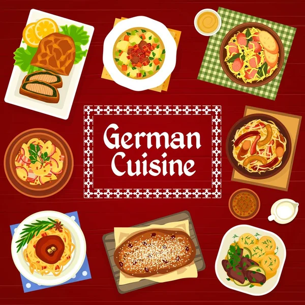 German Cuisine Menu Cover Page Template Berlin Style Liver Knuckle — Stock Vector