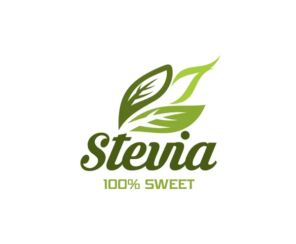 Stevia Pozostawia Ikonę Naturalny Słodzik Substytut Cukru Izolowany Wektor 100 — Wektor stockowy