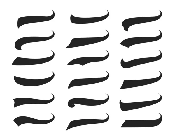 棒球挥棒和挥动尾巴 运动Swish字体卷曲笔划或挥动效果复古矢量边界 笔划斜线 排字元件或设计下划线 卷曲分隔符或边框 — 图库矢量图片
