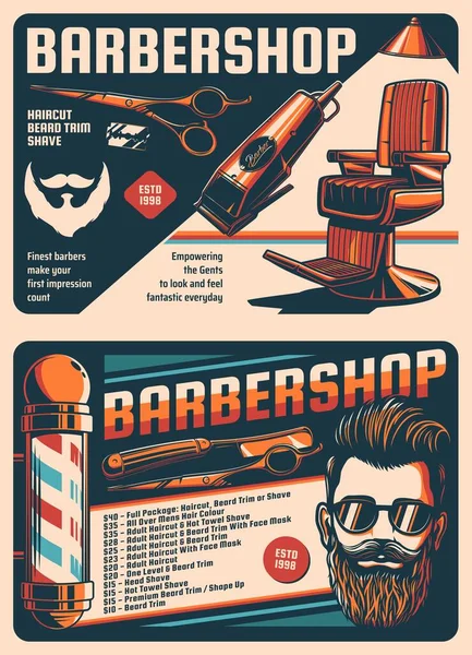 Plakáty Kadeřnictví Kadeřnictví Haircut Stylista Retro Banner Nebo Leták Muž — Stockový vektor