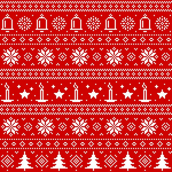 Christmas Sweater Seamless Pattern Winter Holidays Vector Ornaments Xmas Background — Stock Vector