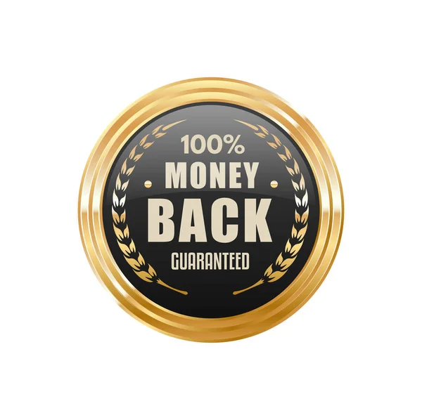 Geld Zurück Goldenes Abzeichen Und Produkt Qualitätslabel Geld Rückgabe Service — Stockvektor