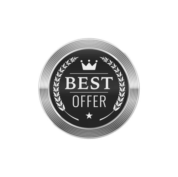 Meilleure Offre Argent Badge Étiquette Promotion Vente Achat Offre Spéciale — Image vectorielle