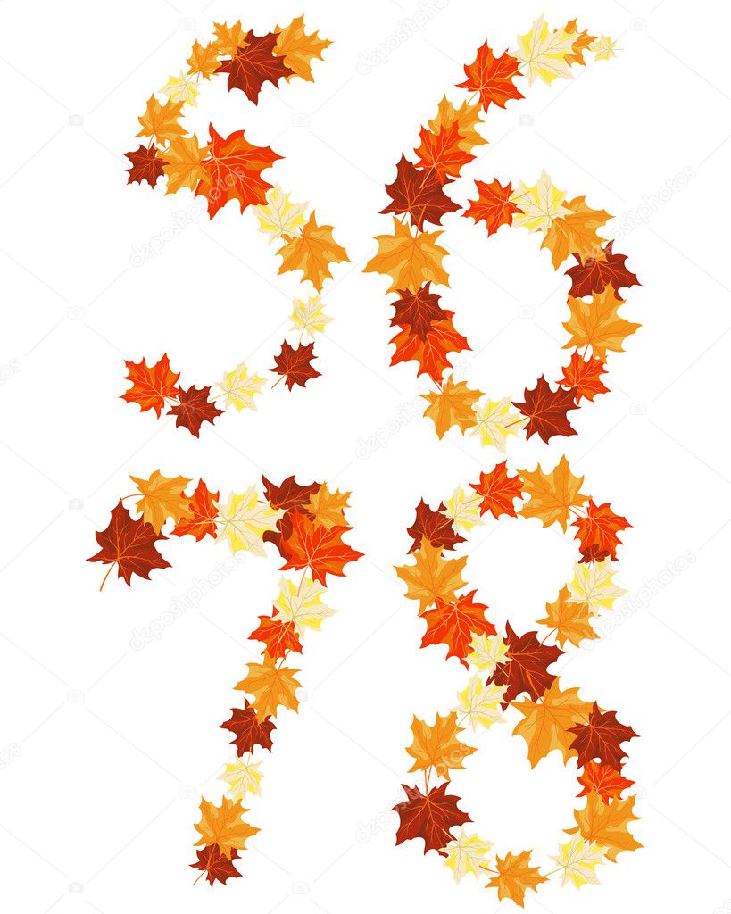 Letra de hojas de otoño maples — Vector de stock © angelp 