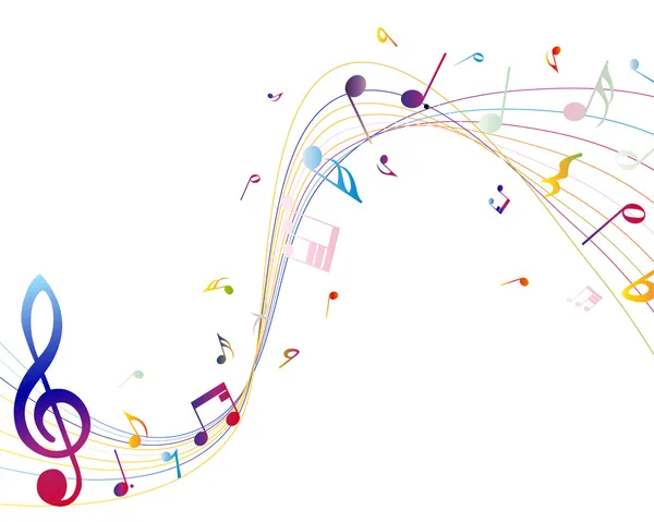 Notes musicales multicolores — Image vectorielle