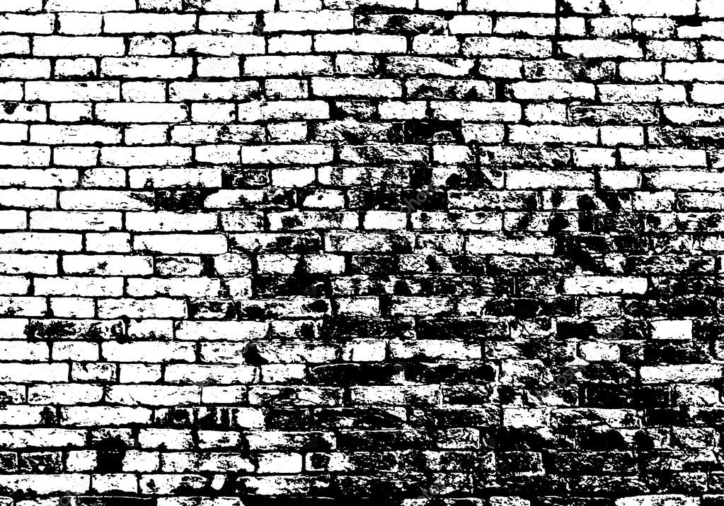 Grunge white and black brick wall background