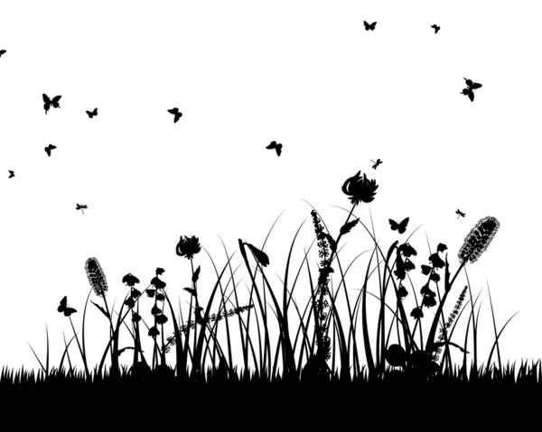 Meadow silhouettes — Stock Vector